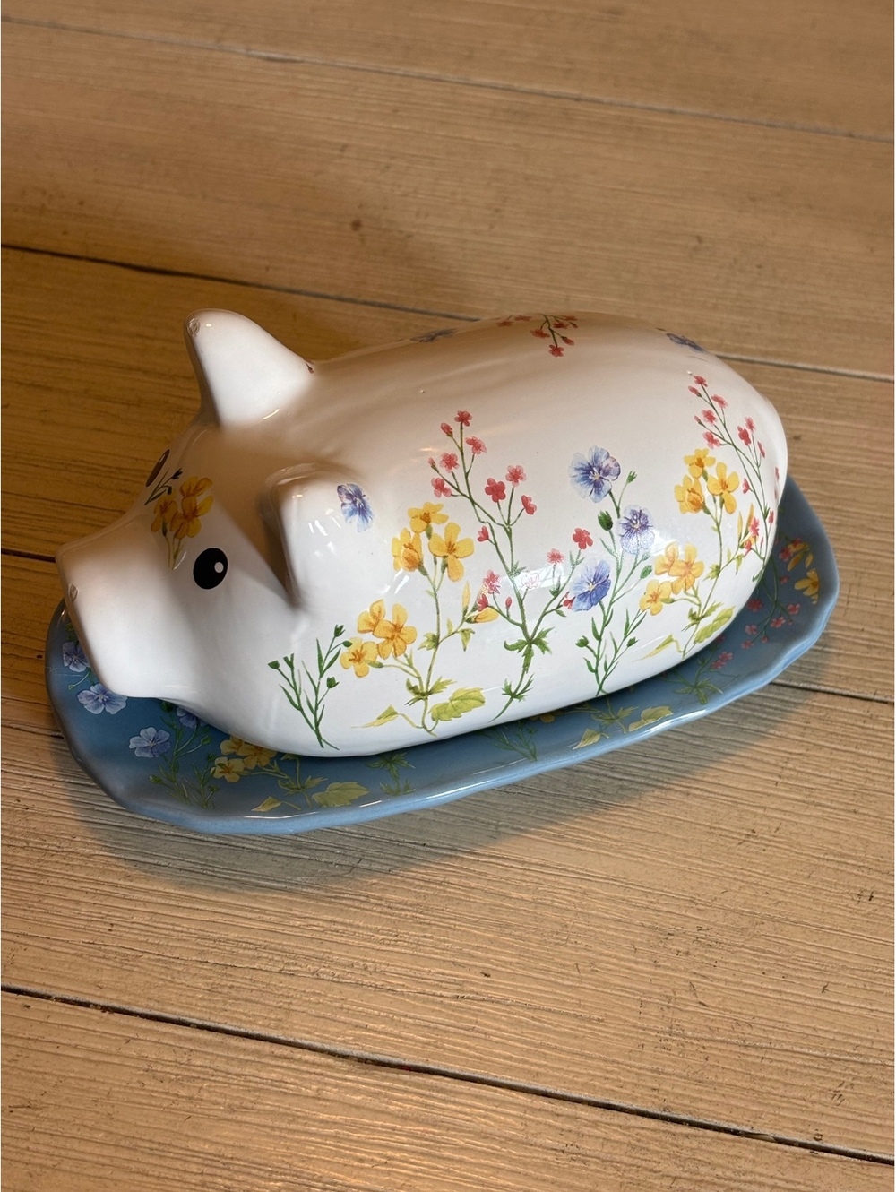 Gibson Home Life on the Farm Floral Pig Butter Dish